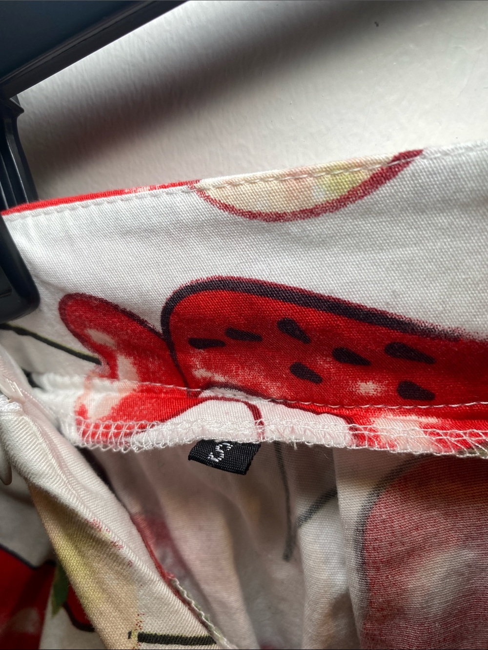 White Skirt with Red Fruit Print - Women's Casual Skirt - Picture 6 of 7
